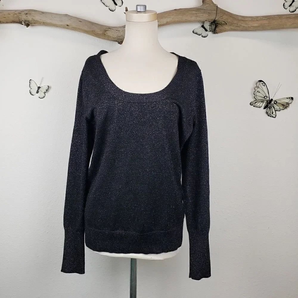 Attention black sparkle stretchy party sweater